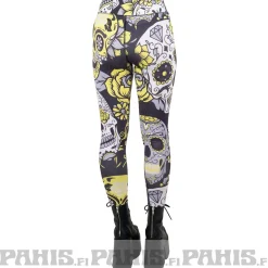 Sugar skull - high waist leggingsit, keltainen Leggingsit|Pääkallokamaa