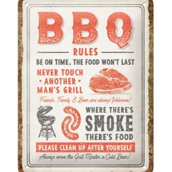 Clearance Peltikyltti 15x20cm - BBQ Rules Seinäkyltit & Taulut|Isälle