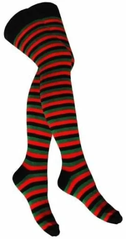 Sale Red & green stripes - Yli polven sukat Sukat