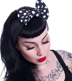 Discount Jolene - hiuspanta, musta-valkoinen polkadot Rockabilly|Hiuskoristeet