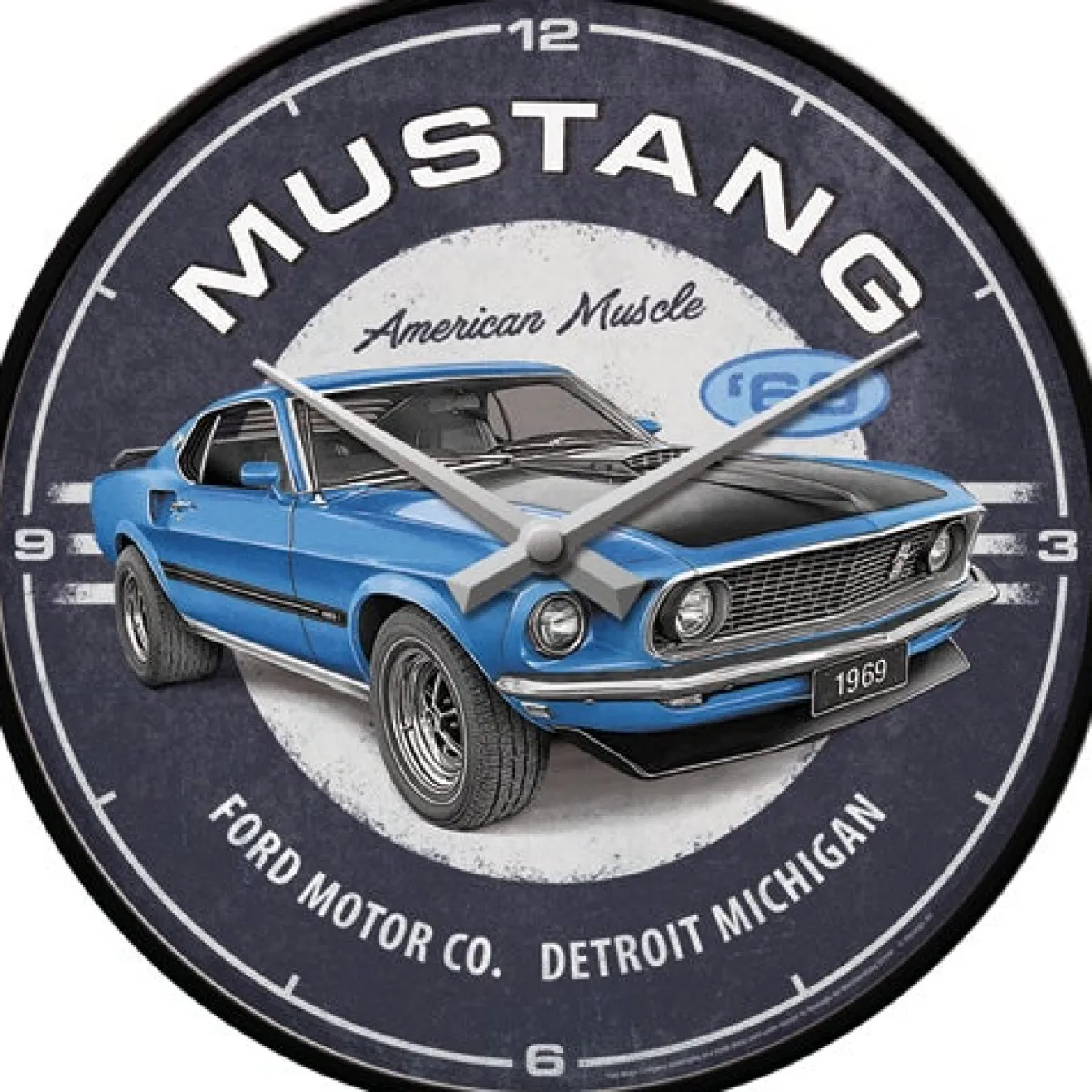 Sale Seinäkello - Ford Mustang 1969 Mach 1 Blue Autoteema|Isälle