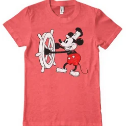 New Steamboat Willie - T-paita, punainen Mickey Mouse|T-Paidat