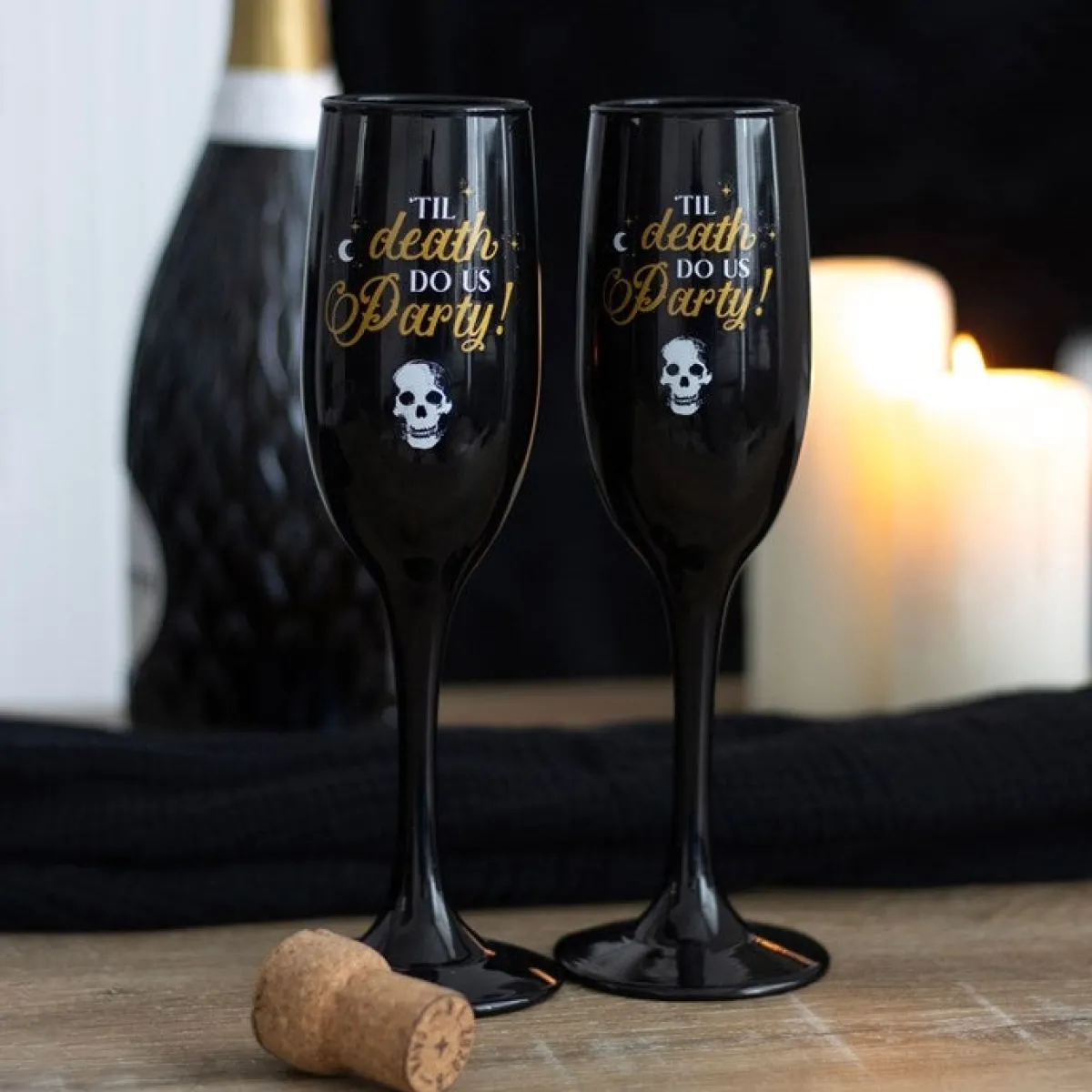 New Til Death Do Us Party - Kuohuviinilasit 2kpl Goottikamaa|Juoma- Ja Shottilasit