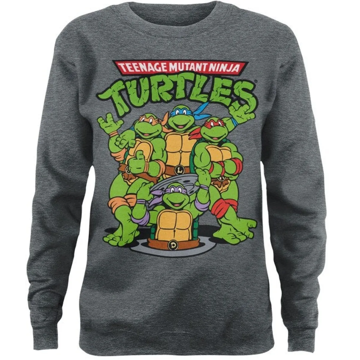 Clearance TMNT Group -naisten collegepaita, harmaa Pitkähihaiset|Turtles
