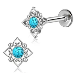 Clearance Turkoosi ruutu - Lävistyskoru, labret Kivi Ja Kristallikorut|Lävistyskorut