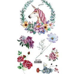 Unicorn and flowers - siirtotatuointi Siirtotatuoinnit