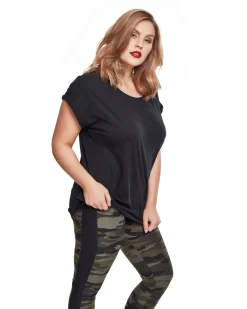 Sale Extended Shoulder - Naisten T-paita, musta Urban Wear Katukamaa|T-Paidat