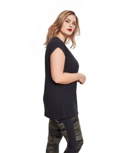 Sale Extended Shoulder - Naisten T-paita, musta Urban Wear Katukamaa|T-Paidat