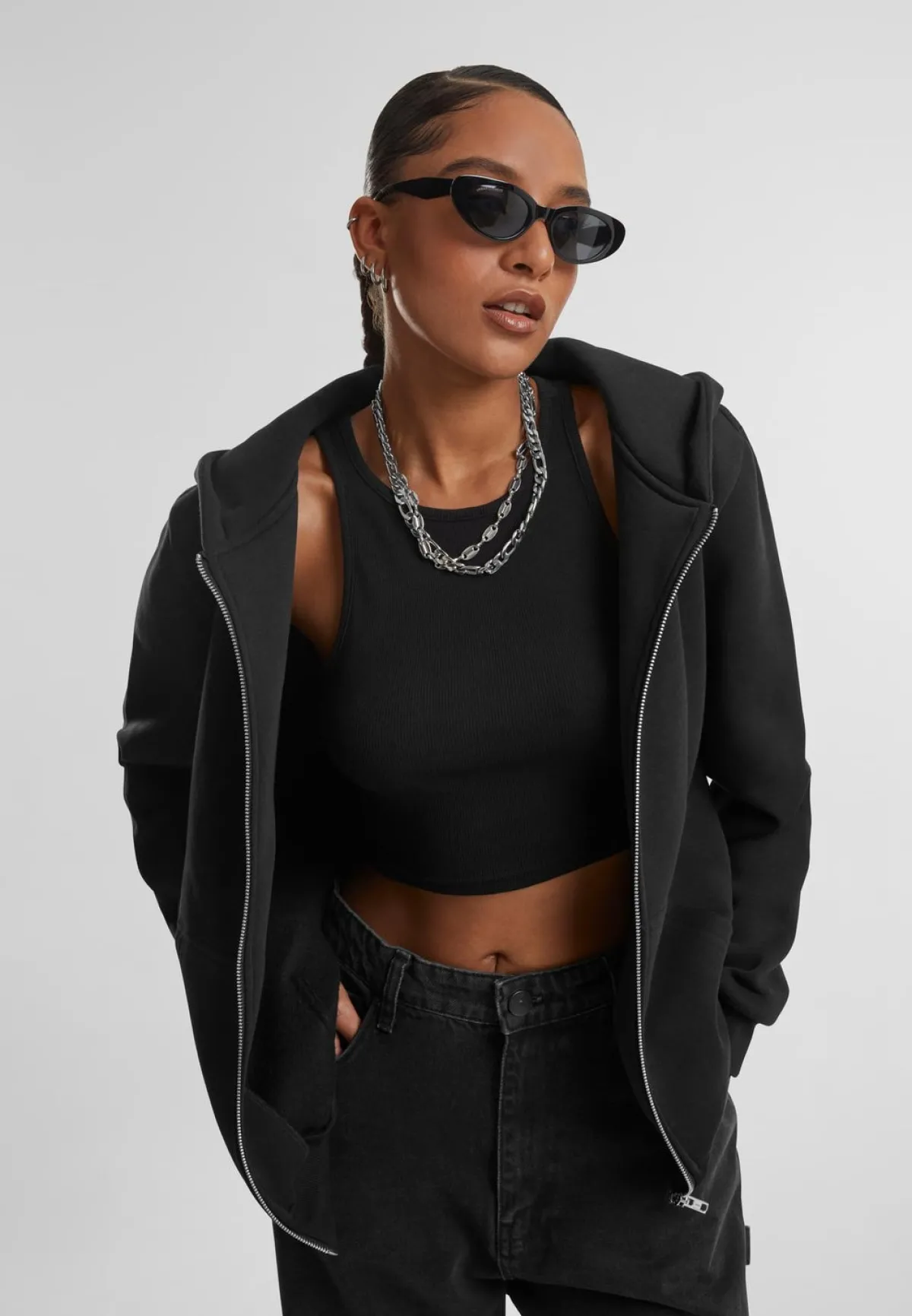 Online Fluffy - Vetoketjuhuppari, musta Urban Wear Katukamaa|Sport