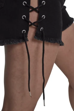 Clearance Highwaist Denim Lace Up - shortsit Shortsit