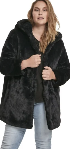 Clearance Hooded Teddy - Naisten välikausitakki, musta Takit|Urban Wear Katukamaa