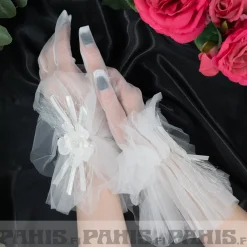 Clearance Valkoiset pitsikäsineet - Gloria Pinup-Kamaa|Käsineet