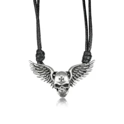 Online Valkomessinki kaulakoru - Winged skull Bikerit|Kaulakorut